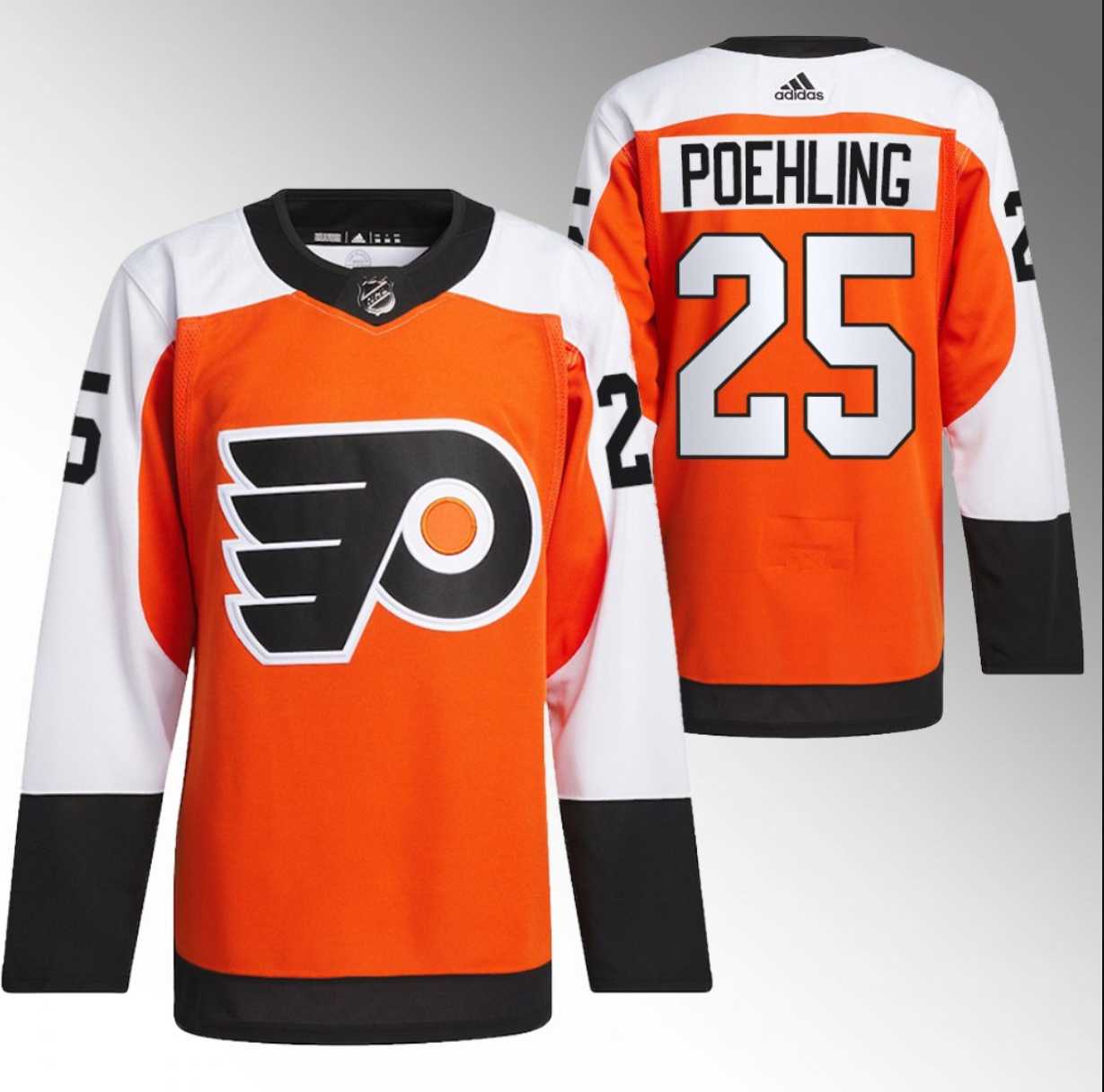 Mens Philadelphia Flyers #25 Ryan Poehling 2023-24 Orange Stitched Jersey Dzhi->philadelphia flyers->NHL Jersey